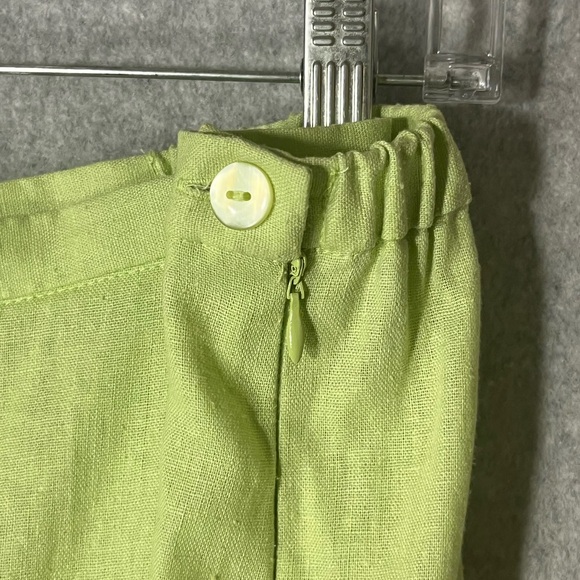 A.K.C. Linen Pants Kiwi Apple Green Floral Embroidered Elastic High Waist 2X XXL - Picture 6 of 16